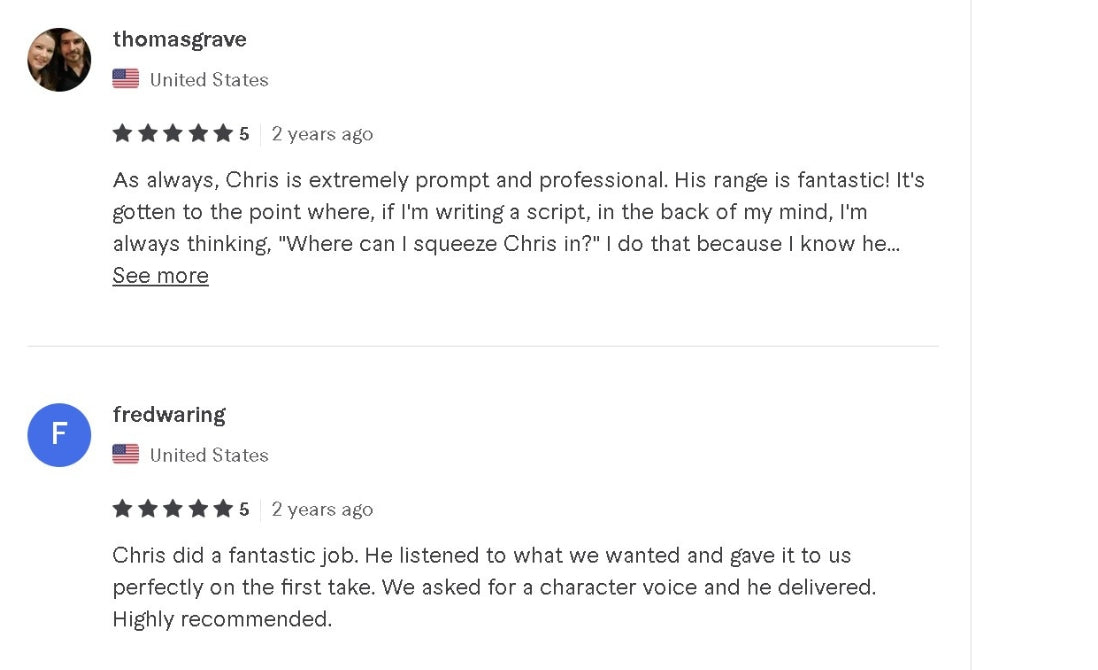 Chris Miller Voice Over Reviews