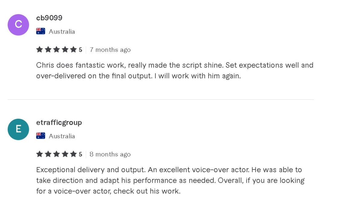 Chris Miller Voice Over Reviews