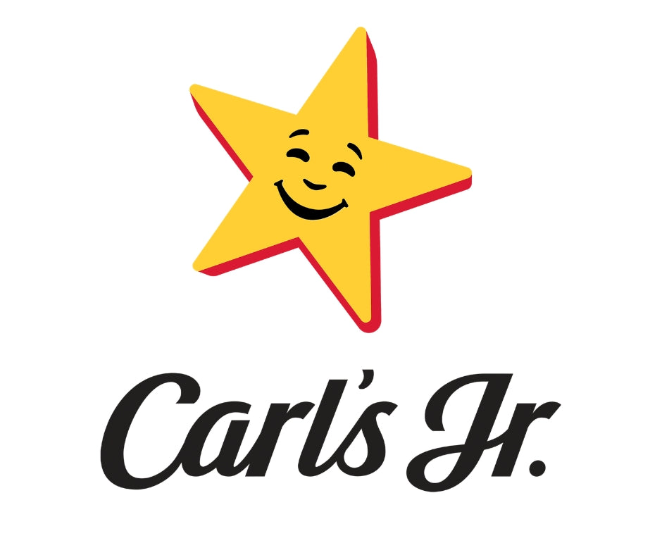 Carl's Jr. logo with a yellow star and smiley face on a white background