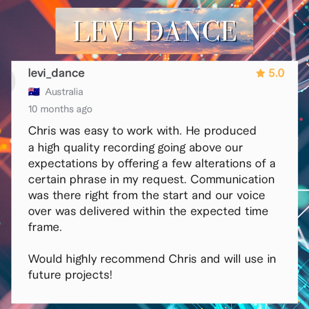Chris Miller Australian Actor and Voice Over Artist - Levi dance review