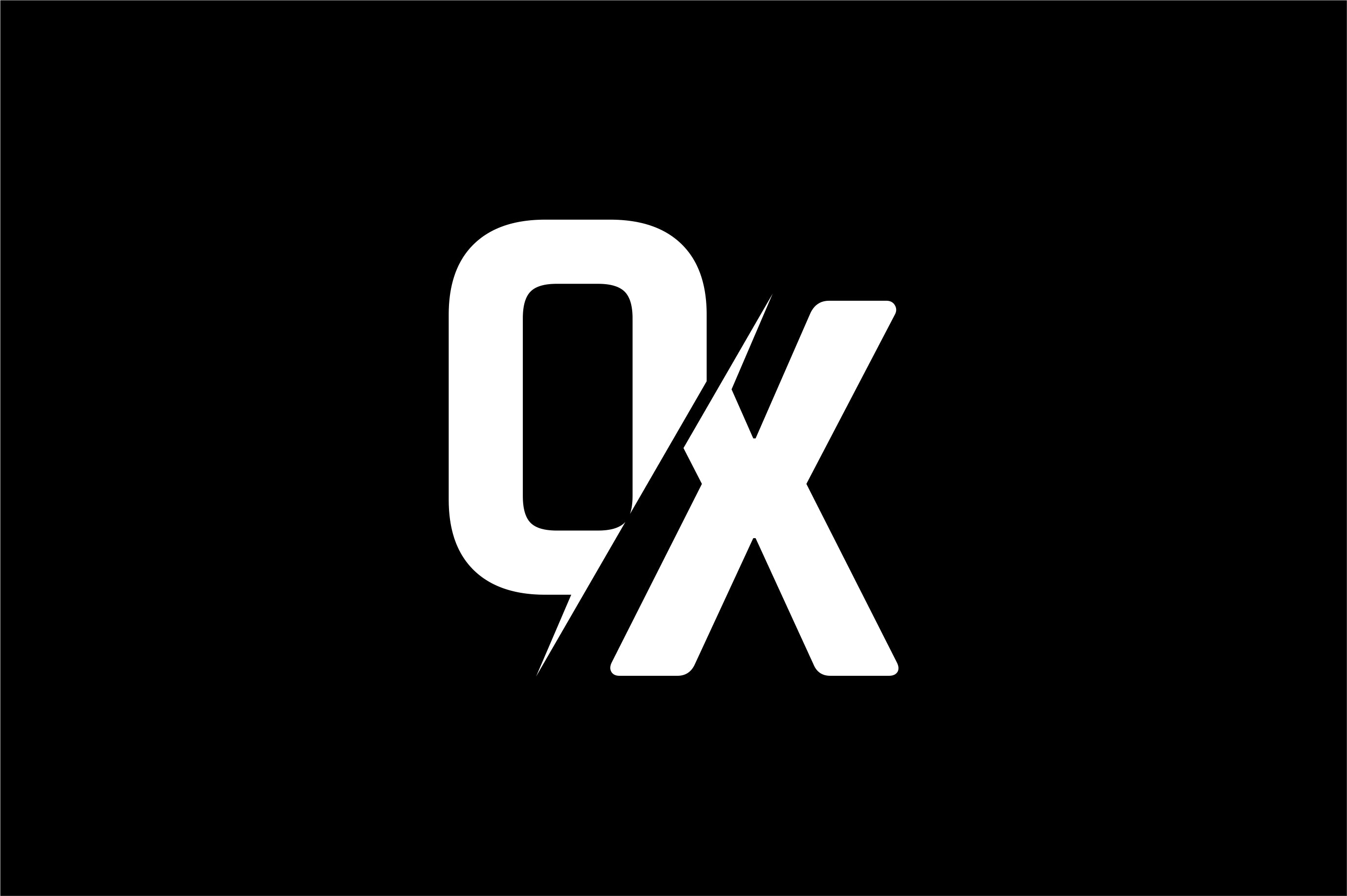 White 'OX' logo on a black background