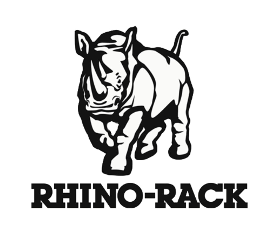 Rhino-Rack logo with a black rhinoceros on a white background